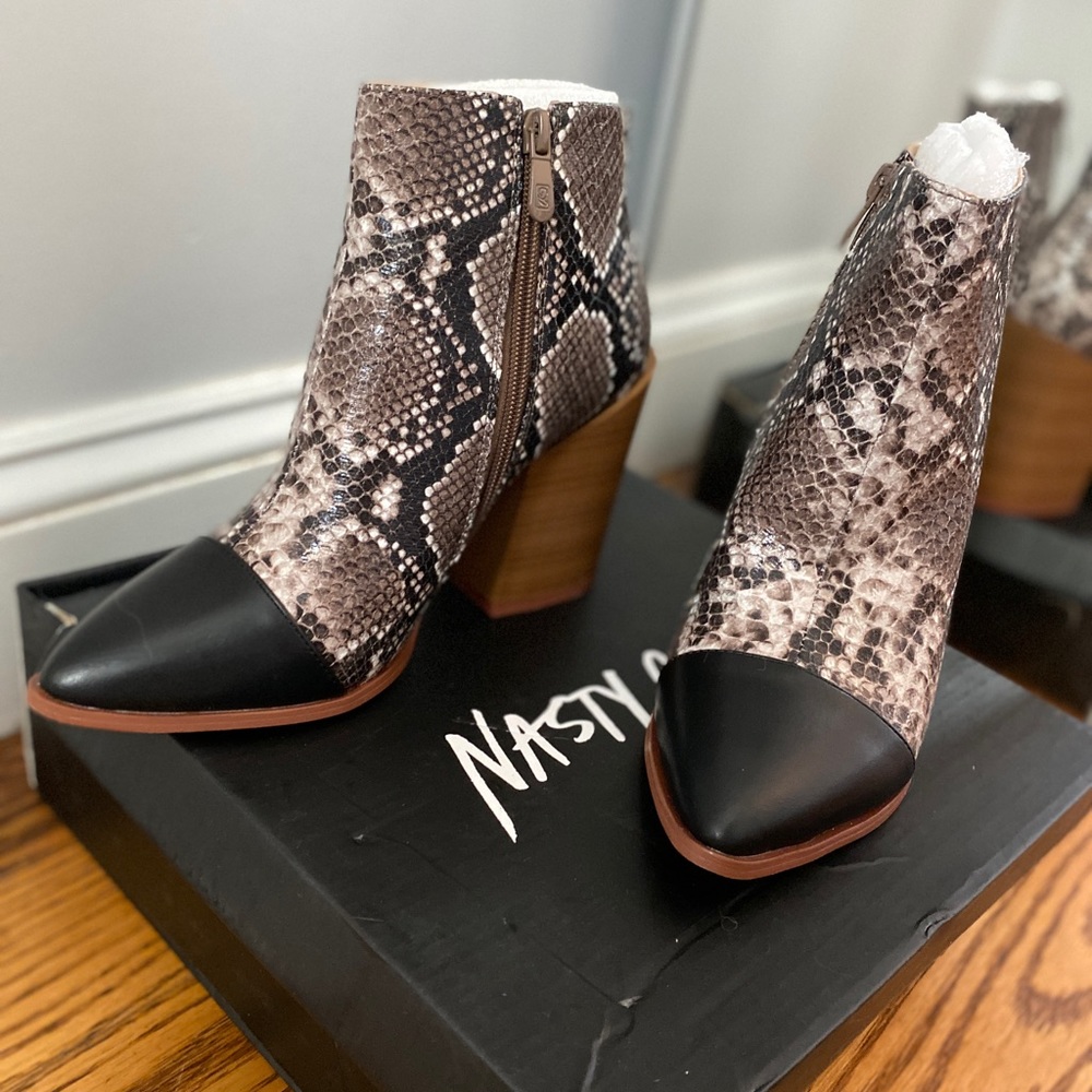 Vegan snake skin ankle boots